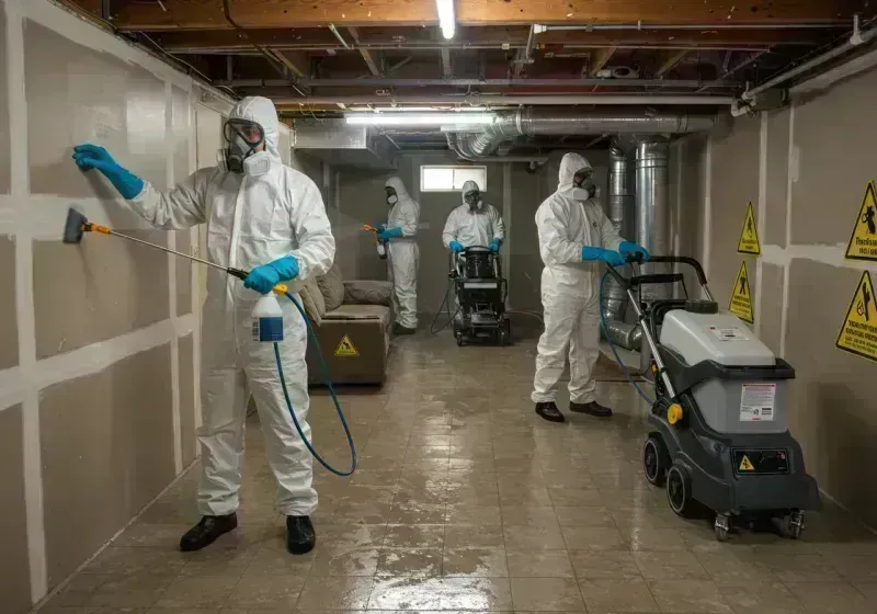 Basement Moisture Removal and Structural Drying process in Blue Mound, IL